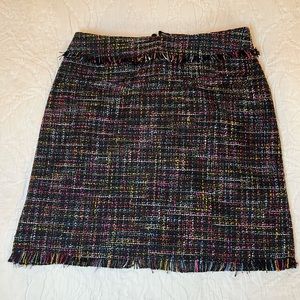 H&M Multi-Colored Tweed Fringe Skirt